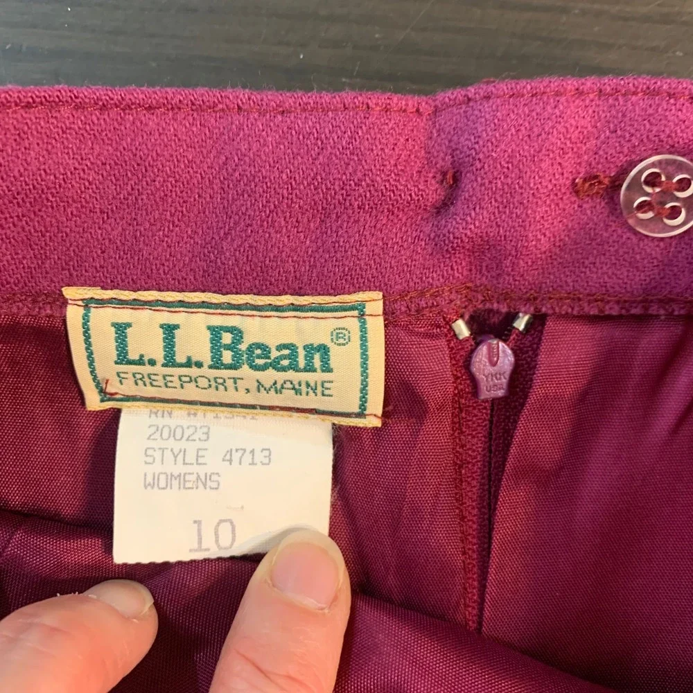 L.L. Bean Vintage Magenta Wool‎ A-Line Pleated Skirt Pockets VTG USA 10 READ